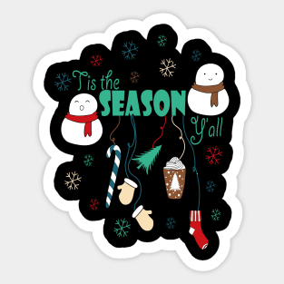 Tis the Season New Year Snowman tree Vibes coffee Love Cute Holiday Gift Sticker